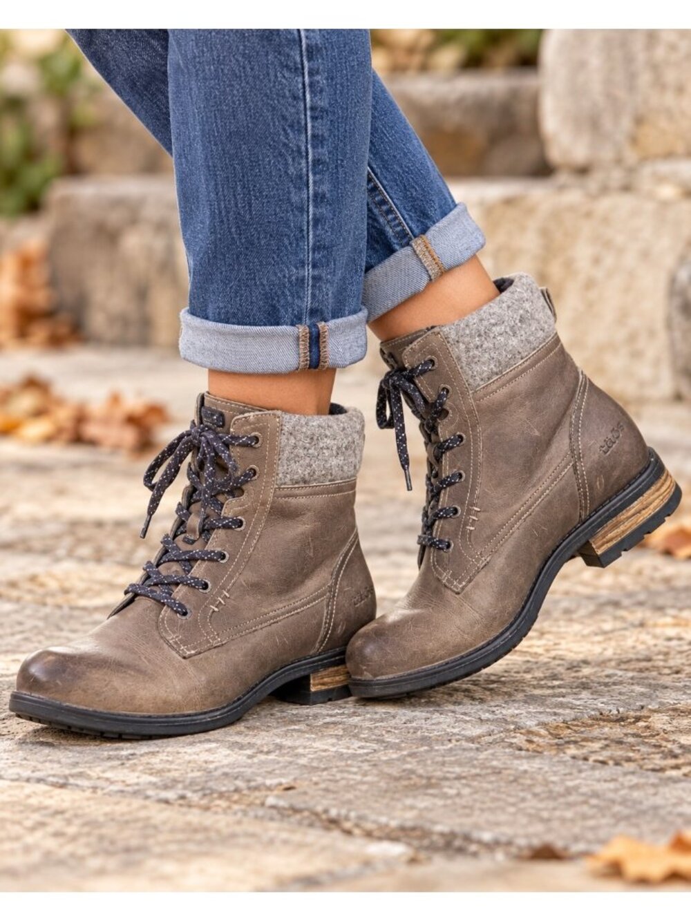 Taos Cutie Ankle Boots Women 9-9.5 Lace Up Zip Brown Leather Cottage Heritage 40